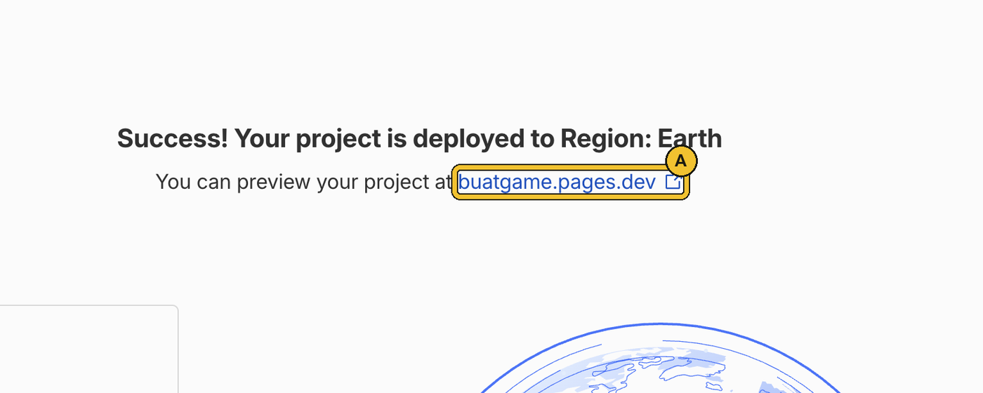 Skrin Success dengan link buatgame.pages.dev ditanda